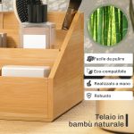 Organizer da Scrivania in Bambù con 2 Cassetti e 7 Scomparti Portaoggetti, 33x20.5x15.5 cm - immagine 5
