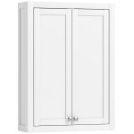 Mobile da Bagno a Parete in Legno con 2 Ripiani Regolabili su 3 Livelli, 61x20x84 cm, Bianco