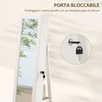 Specchio Portagioie 3 in 1 Girevole a 360°, Ripiani Posteriori e Anta con Chiave, 55x55x161 cm, Bianco - immagine 7