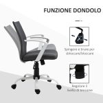 Sedia da Ufficio Ergonomica e Girevole con Altezza Regolabile, 61x61x89-99 cm, Grigio Scuro - immagine 5