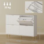 Scarpiera Slim per 20 Paia di Scarpe con 4 Cassetti a Ribalta e Ripiani Regolabili, 105x24x91.5 cm, Bianco - immagine 3