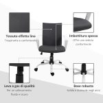 Sedia da Ufficio Ergonomica e Girevole con Altezza Regolabile, 61x61x89-99 cm, Grigio Scuro - immagine 7