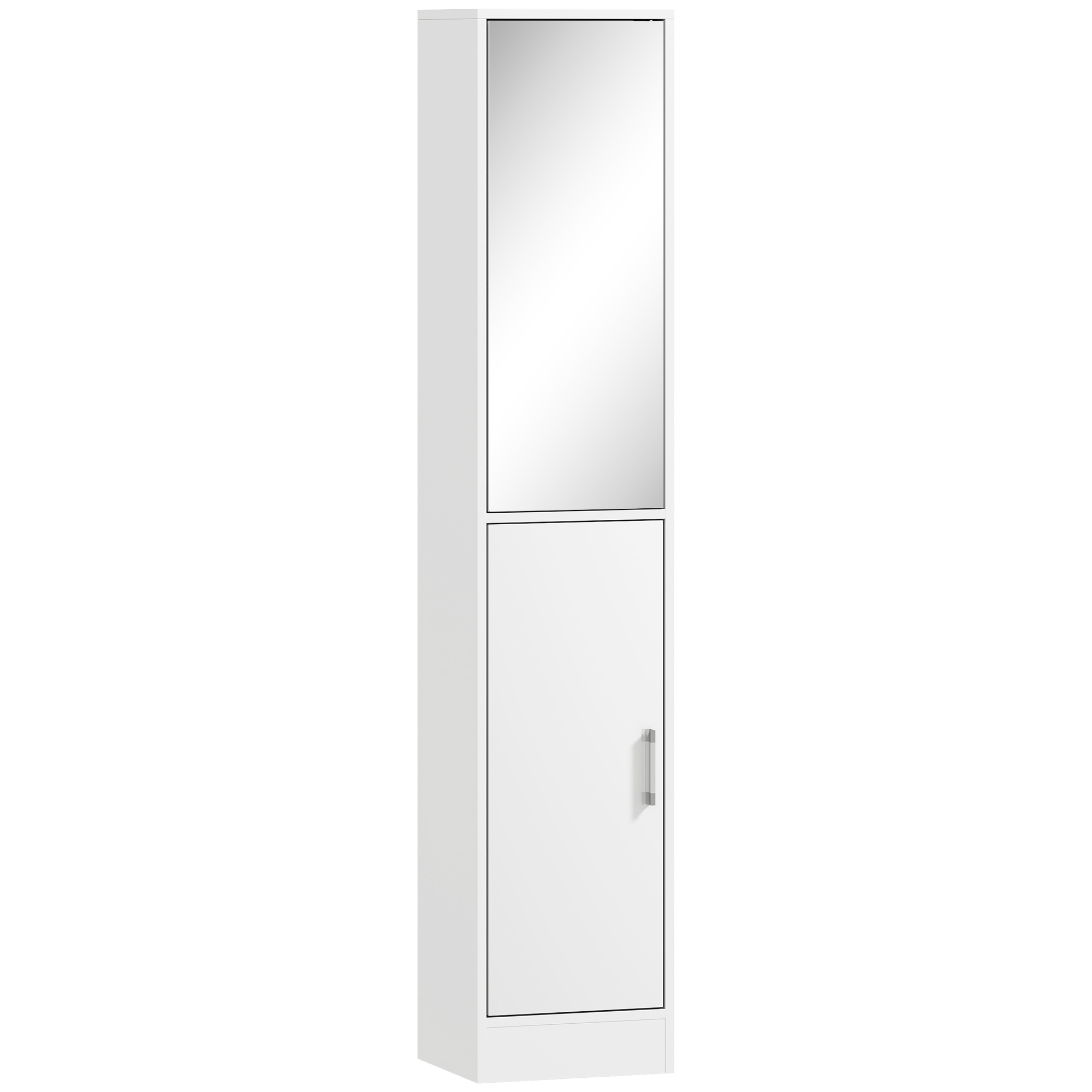 xbj83119c08b4dcde.jpg Mobile Colonna Bagno in Legno a 5 Ripiani con Anta a Specchio Apribile, 32x28x162 cm, Bianco - immagine 1