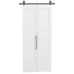 Porta Scorrevole a Libro Pieghevole a Portafoglio con Superficie Verniciabile, 90x210 cm, Bianco