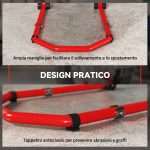 Cavalletto Moto Anteriore e Posteriore con Capacità 390 kg, Forcelle a U e L, Rotelle e Cuscinetti Antiscivolo, Rosso - immagine 7